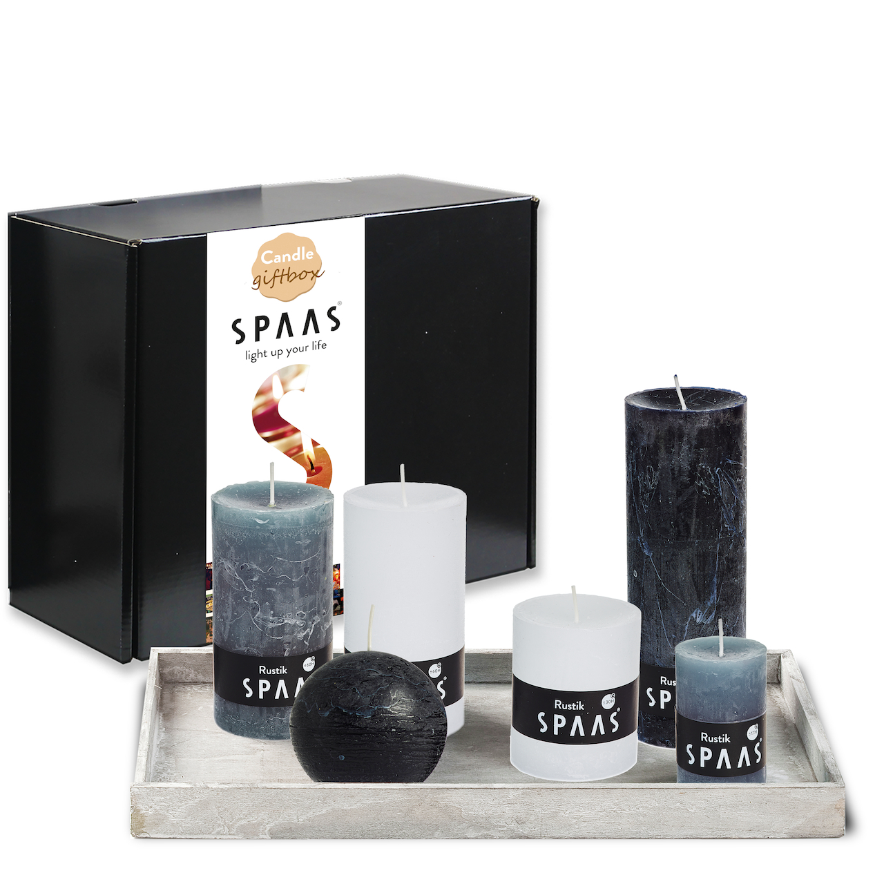 SPAAS Rustikale Kerzen Paket - schwarz