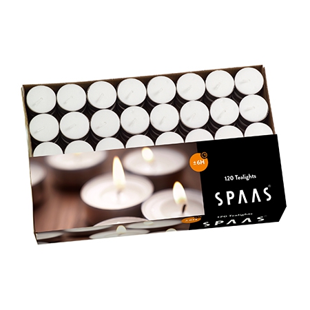 Spaas Tealights Box x120 White ± 8 Hours 